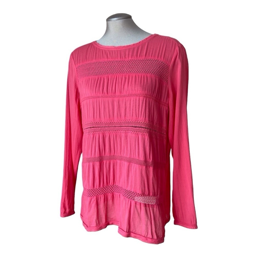 ESPRIT Long Sleeves Pink Blouse Boho style 100% Cotton Size 10